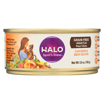 Halo Purely For Pets Spots Stew - Cat - Beef and Chicken - Can - Case of 12 - 5.5 oz-Cat-Halo Purely For Pets-PetPhenom