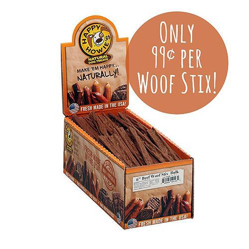 Happy Howie Dog Beef WOOF STIX 6" 80 Pack-Dog-Happy Howie-PetPhenom