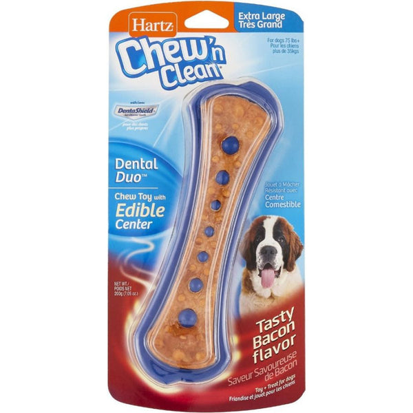 Hartz Chew N Clean Dental Duo Bacon Flavored Dog Treat and Chew Toy, 1 count-Dog-Hartz-PetPhenom