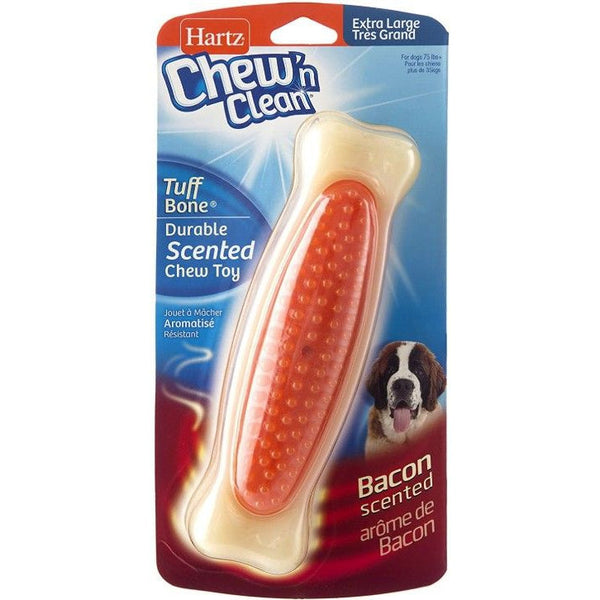 Hartz Chew N Clean Tuff Bone Durable Bacon Scented Dog Chew Toy, 1 count-Dog-Hartz-PetPhenom