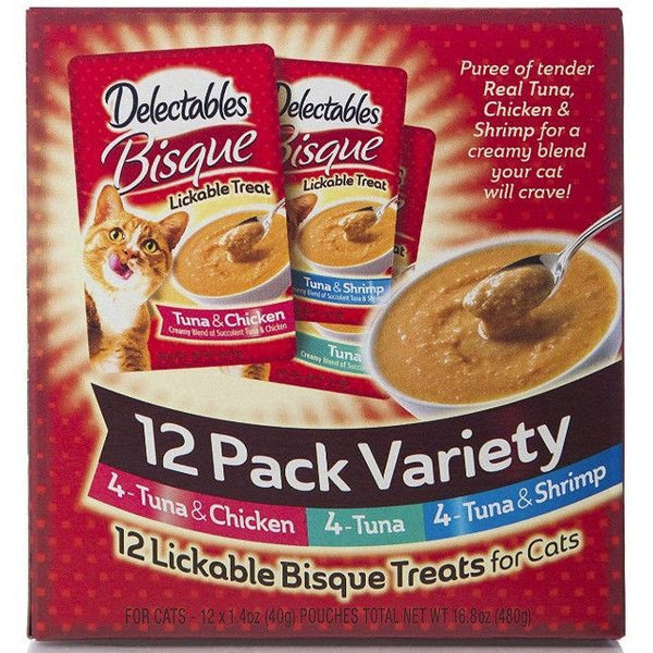 Hartz Delectables Bisque Lickable Treat for Cats - Variety Pack, 12 count-Cat-Hartz-PetPhenom