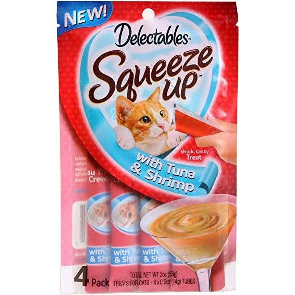 Hartz Delectables Squeeze Up Lickable Cat Treat - Tuna & Shrimp, 4 count-Cat-Hartz-PetPhenom
