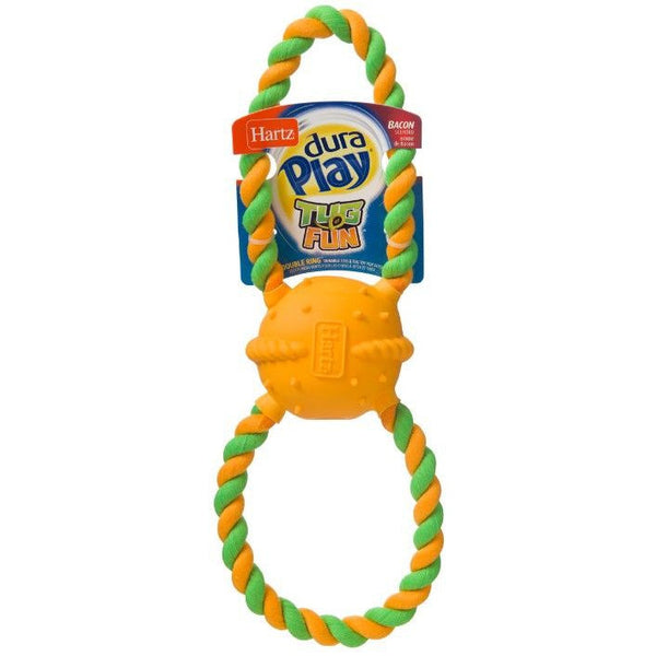 Hartz Dura Play Bacon Scented Tug of Fun Double Ring Dog Toy , 1 count-Dog-Hartz-PetPhenom