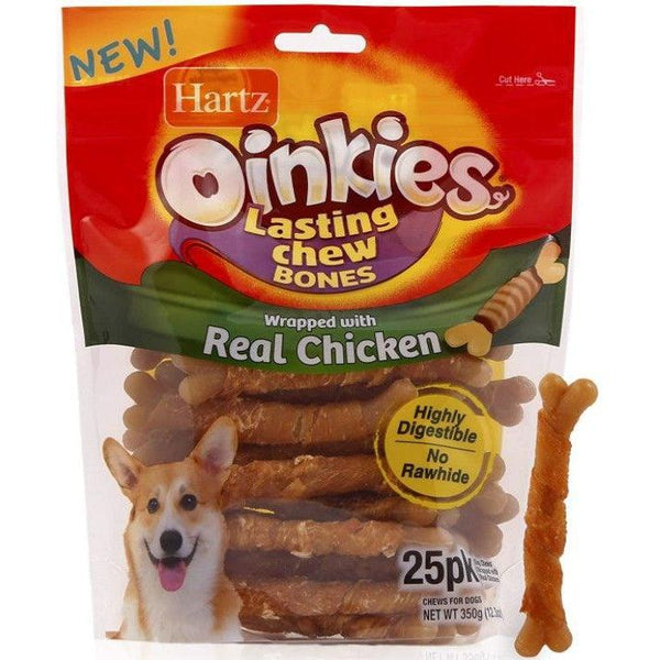 Hartz Oinkies Long Lasting Chew Bones Wrapped With Real Chicken , 25 count-Dog-Hartz-PetPhenom