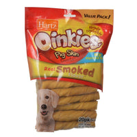 Hartz Oinkies Pig Skin Twists - Real Smoked Flavor, Regular - 5" Long - 20 Pack-Dog-Hartz-PetPhenom