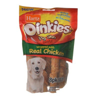 Hartz Oinkies Pig Skin Twists Wrapped with Real Chicken, Regular - 5" Long - 8 Pack-Dog-Hartz-PetPhenom