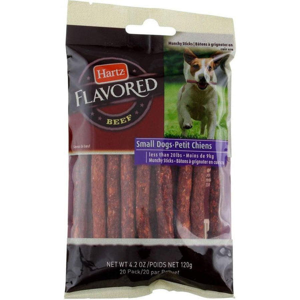 Hartz Rawhide Munchy Sticks for Small Dogs Beef Flavor, 20 count-Dog-Hartz-PetPhenom