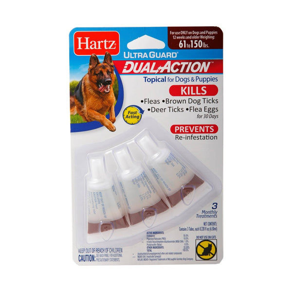 Hartz UltraGuard Dual Action Topical Flea and Tick Prevention for Large Dogs (61 - 150 lbs), 3 count-Dog-Hartz-PetPhenom