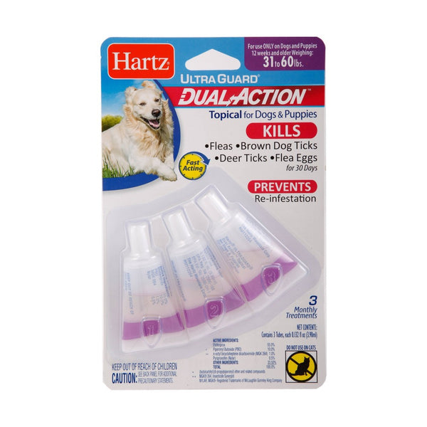 Hartz UltraGuard Dual Action Topical Flea and Tick Prevention for Medium Dogs (31 - 60 lbs), 3 count-Dog-Hartz-PetPhenom