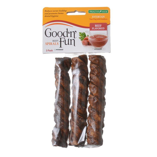 Healthy Hide Good 'n' Fun Beefy Spirals - Beef Flavored, 5" Chews - 3 Pack-Dog-Healthy Hide-PetPhenom