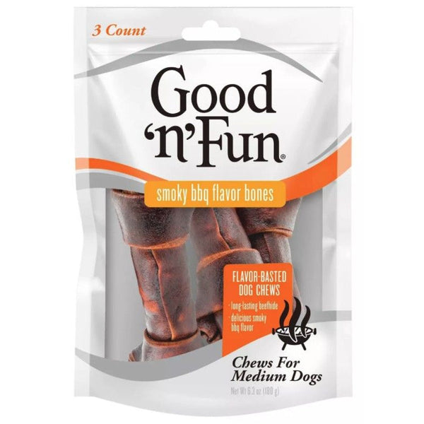 Healthy Hide Good 'n' Fun Smoky BBQ Basted Bones 6", 3 count-Dog-Healthy Hide-PetPhenom