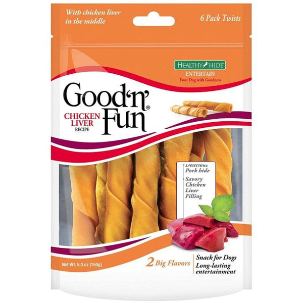 Healthy Hide Good 'n' Fun Stuffed Chicken Liver Twists, 6 count-Dog-Healthy Hide-PetPhenom