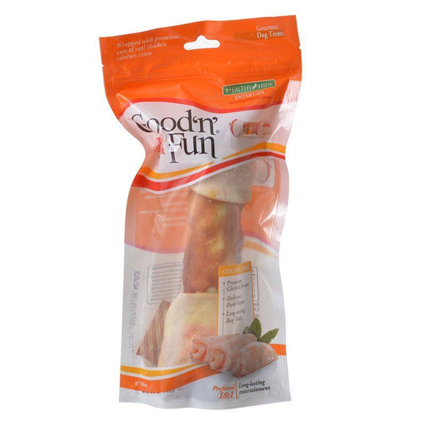 Healthy Hide Good 'n' Fun Triple-Flavor Bones - Beef, Pork & Chicken, Large - 1 Pack - (8" Bone)-Dog-Healthy Hide-PetPhenom