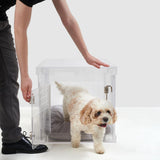 Hiddin Clear Dog Crate to Gate | Small-Dog-Hiddin.co-Chrome-PetPhenom