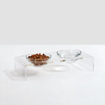 Hiddin Clear Double Cat Bowl Feeder with Glass Bowls | Options-Cat-Hiddin.co-1 Pint-PetPhenom