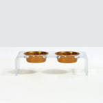 Hiddin Small Clear Double Cat Bowl Feeder with Gold Bowls-Cat-Hiddin.co-PetPhenom