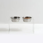 Hiddin Tall Clear Double Dog Bowl Feeder with Silver Bowls-Dog-Hiddin.co-PetPhenom
