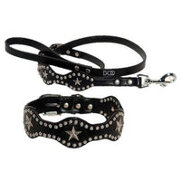 Hip Doggie Inc. Black Star Faux Leather Wave Collars & Leads by Hip Doggie -1/2" Lead-Dog-Hip Doggie Inc.-PetPhenom