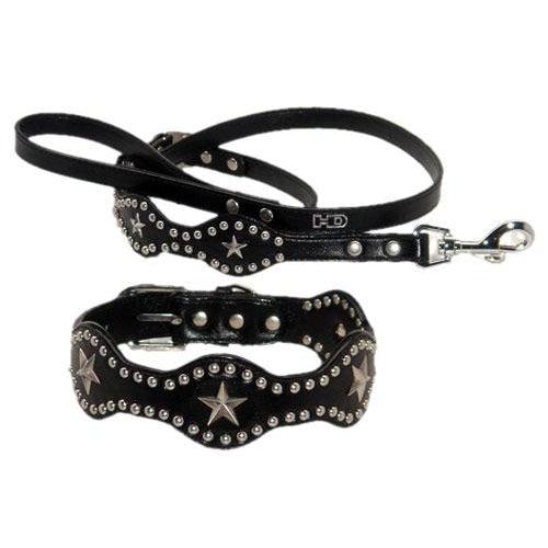 Hip Doggie Inc. Black Star Faux Leather Wave Collars & Leads by Hip Doggie -L (3/4" x 14-18")-Dog-Hip Doggie Inc.-PetPhenom