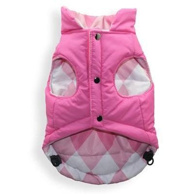 Hip Doggie Inc. Pink Argyle Reversible Puffer Vest by Hip Doggie -Big Dog Large-Dog-Hip Doggie Inc.-PetPhenom