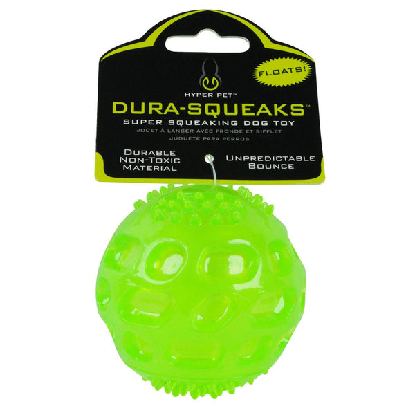Hyper Pet Dura Squeaks Ball Dog Toy Green 2.95" x 2.95" x 2.95"-Dog-Hyper Pet-PetPhenom