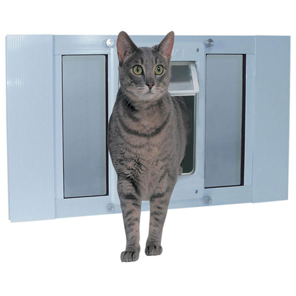 Ideal Pet Products Aluminum Sash ChubbyKat Flap Pet Door Medium White 1.25" x 10.75" x 23"-Cat-Ideal Pet Products-PetPhenom
