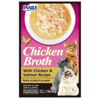 Inaba Chicken Broth with Chicken and Salmon Recipe Side Dish for Cats, 1.76 oz-Cat-Inaba-PetPhenom