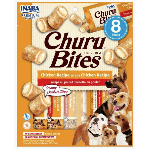 Inaba Churu Bites Dog Treat Chicken Recipe wraps Chicken Recipe, 8 count-Dog-Inaba-PetPhenom