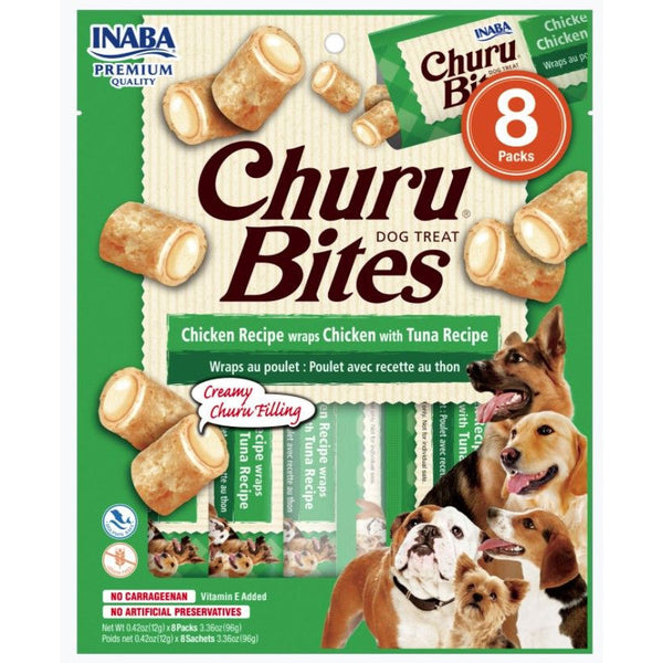 Inaba Churu Bites Dog Treat Chicken Recipe wraps Chicken with Tuna Recipe, 8 count-Dog-Inaba-PetPhenom