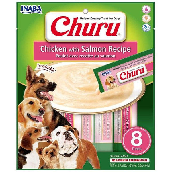 Inaba Churu Chicken with Salmon Recipe Creamy Dog Treat, 8 count-Dog-Inaba-PetPhenom