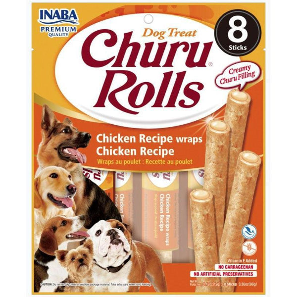 Inaba Churu Rolls Dog Treat Chicken Recipe wraps Chicken Recipe, 8 count-Dog-Inaba-PetPhenom