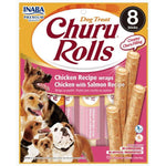 Inaba Churu Rolls Dog Treat Chicken Recipe wraps Chicken with Salmon Recipe, 8 count-Dog-Inaba-PetPhenom