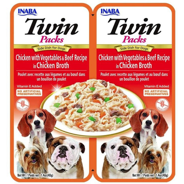 Inaba Twin Packs Chicken with Vegetables and Beef Recipe in Chicken Broth Side Dish for Dogs, 2 count-Dog-Inaba-PetPhenom