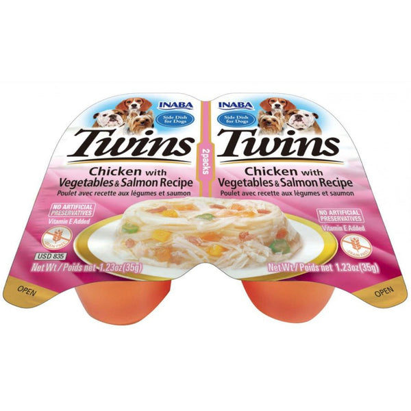 Inaba Twins Chicken with Vegetables and Salmon Recipe Side Dish for Dogs, 2 count-Dog-Inaba-PetPhenom