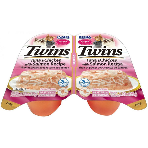 Inaba Twins Tuna and Chicken with Salmon Recipe Side Dish for Cats, 2 count-Cat-Inaba-PetPhenom