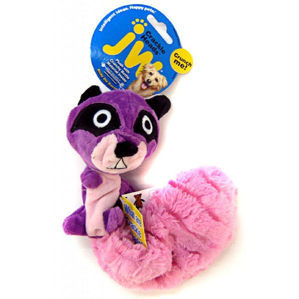 JW Pet Crackle Heads Plush Dog Toy - Ricky Raccoon, Medium - 12" Long-Dog-JW Pet-PetPhenom