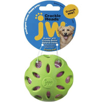 JW Pet Crackle Heads Rubber Ball Dog Toy Medium, 1 count-Dog-JW Pet-PetPhenom