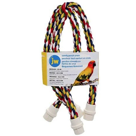 JW Pet Flexible Multi-Color Cross Rope Perch 25", Medium 1 count-Bird-JW Pet-PetPhenom