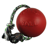 Jolly Pets Romp-n-Roll Rope and Ball Dog Toy, 4.5 Inches/Small, Red