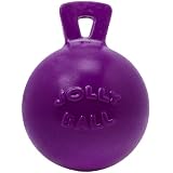Jolly Pets Tug-n-Toss Heavy Duty Dog Toy Ball with Handle, 6"/Medium, Purple