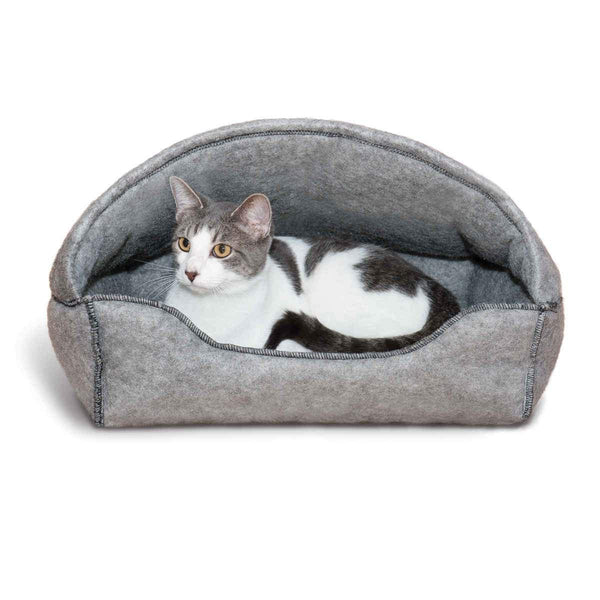 K&H Pet Products Amazin' Kitty Lounger Hooded Bed Gray 13" x 17" x 11"-Cat-K&H Pet Products-PetPhenom
