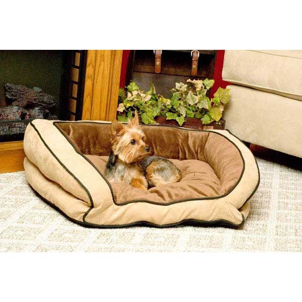K&H Pet Products Bolster Couch Pet Bed Small Mocha / Tan 21" x 30" x 7"-Dog-K&H Pet Products-PetPhenom