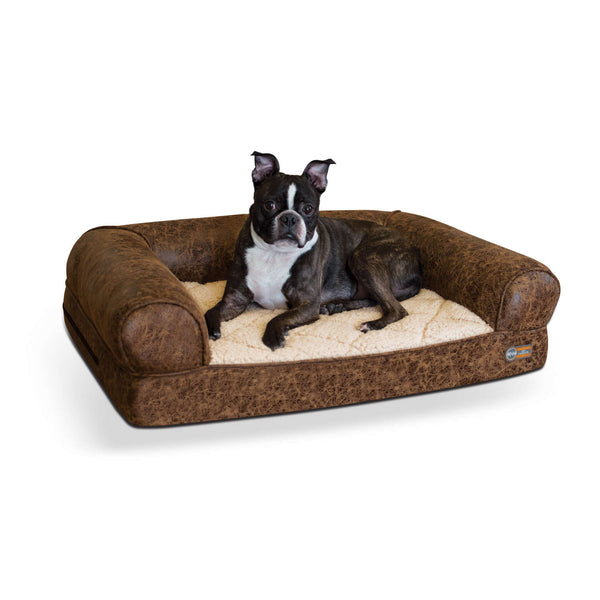 K&H Pet Products Bomber Memory Dog Sofa Medium Brown 24" x 33" x 8.5"-Dog-K&H Pet Products-PetPhenom