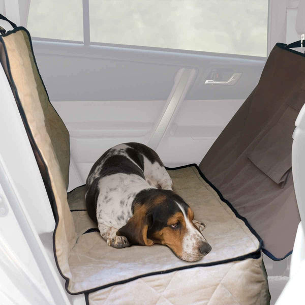 K&H Pet Products Car Seat Saver Deluxe Extra Long Tan 57" x 56" x 0.25"-Dog-K&H Pet Products-PetPhenom