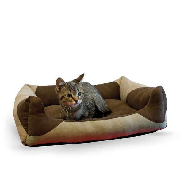 K&H Pet Products Classy Lounger Pet Bed Medium Tan / Chocolate 20" x 25"-Cat-K&H Pet Products-PetPhenom