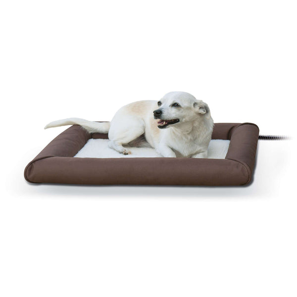 K&H Pet Products Deluxe Lectro-Soft Outdoor Heated Pet Bed Small Brown 19.5" x 23" x 2.5"-Dog-K&H Pet Products-PetPhenom