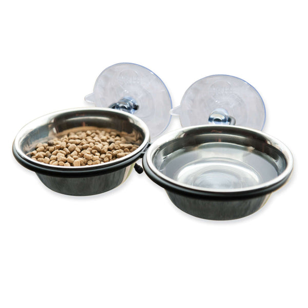 K&H Pet Products EZ Mount Up and Away Kitty Double Diner Stainless Steel/Black 10" x 6.5" x 2"-Cat-K&H Pet Products-PetPhenom