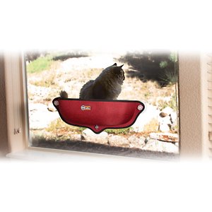 K&H Pet Products EZ Mount Window Bed Kitty Sill Red 27" x 11" x 6"-Cat-K&H Pet Products-PetPhenom