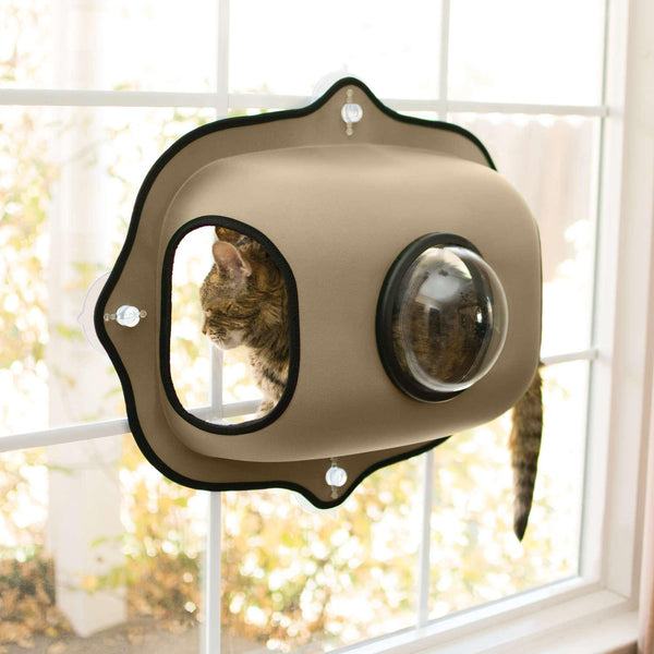 K&H Pet Products EZ Mount Window Bubble Cat Pod Tan 27" x 20" x 7.5"-Cat-K&H Pet Products-PetPhenom
