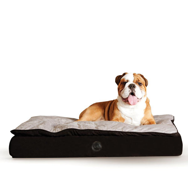 K&H Pet Products Feather Top Ortho Pet Bed Medium Black / Gray 30" x 40" x 6.5"-Dog-K&H Pet Products-PetPhenom